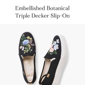 Keds x Rifle Paper Co triple decker embellished